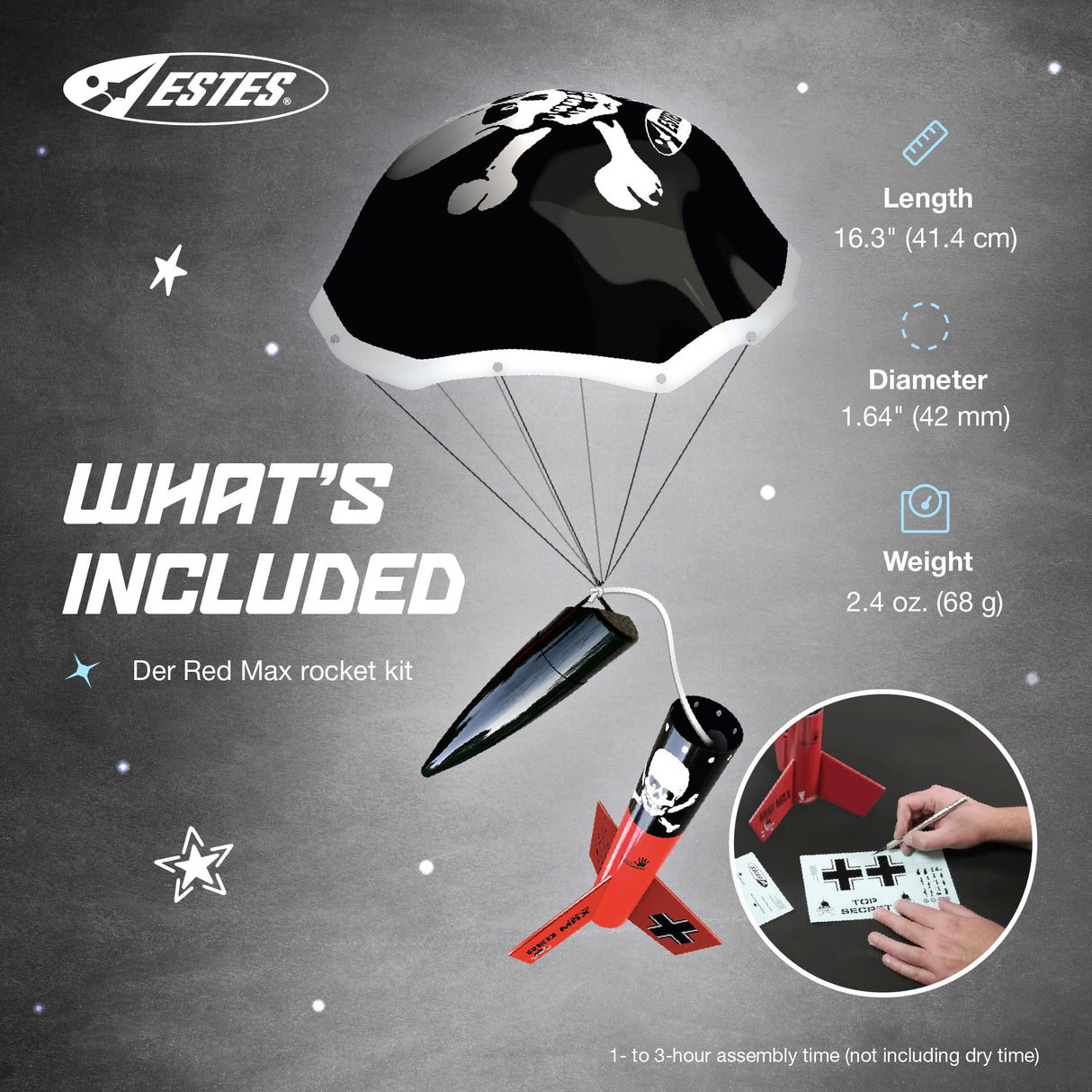 Estes 0651 Der Red Max Rocket-Building Kit, Intermediate Flying-Rocket-Model Kit for Ages 10+ Estes