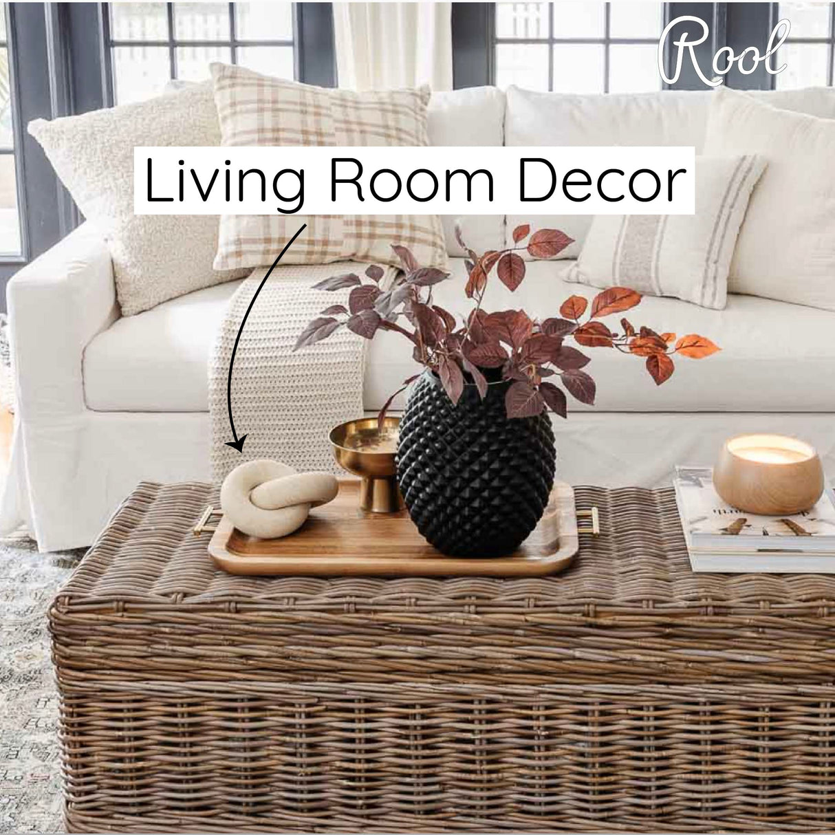 Rool Coffee Table Decor Book Shelf Decor Accents Home Decor Console Table Decor Items Living Room Wood Knot Decor Chain Link Decor Beige Rool