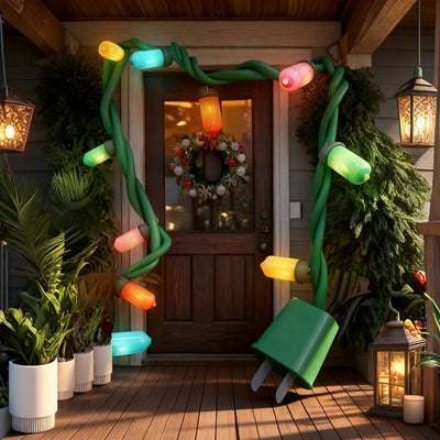 Christmas Decorations - 17Ft Christmas Giant Socket String Lights, with C26 Waterproof Jumbo Multicolored Light Bulb for Outdoor Indoor Outside Holiday Yard Garden Decor, 10 Lights