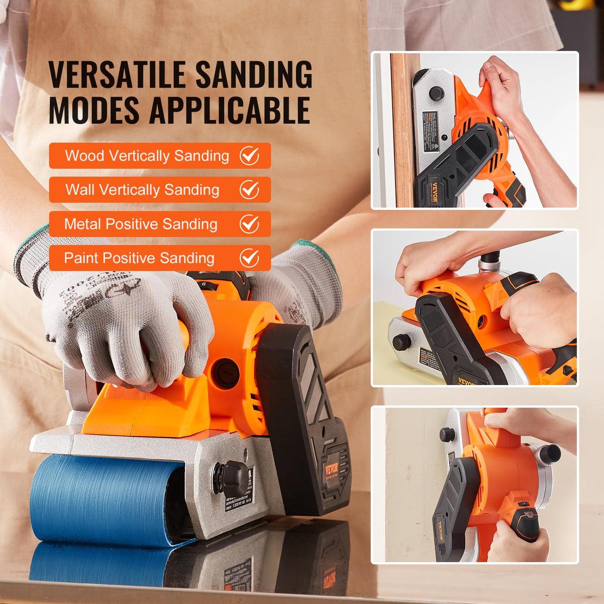 VEVOR 10AMP Belt Sander, 4" x 24" Belt Sanders for Woodworking with 6 Speeds 274-480 m/min, Powerful Sander Machine with 2 in 1 Vacuum Adapter, 2 Dust Bags, 2 Sanding Belts VEVOR