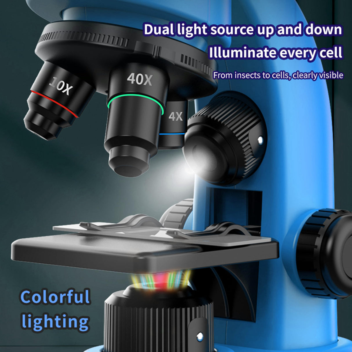 Kids Microscope,40-1600x Microscope Kit for Kids Beginners Children,STEM Kit,Prepared Slides,LED Light and Configured Various Operating Tools- Science Experiment Toy for Kids Ages 6-12 DOUBLE CC