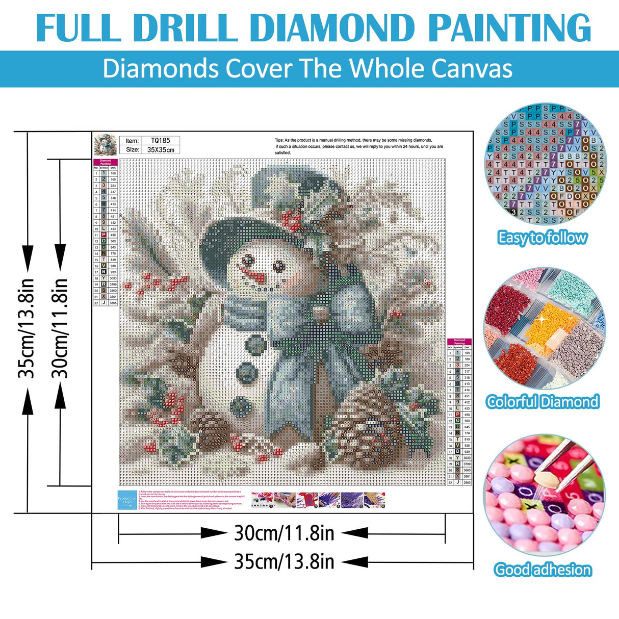 Christmas Snowman Pine Cone Diamond Painting Kits for Adults, 5D Diamond Art Kits for Adults Beginners, DIY Full Round Drill Diamond Dot Painting Gem Art Kits for Adult, Home Wall Decor 13.8x13.8 Inch LKHMVCA