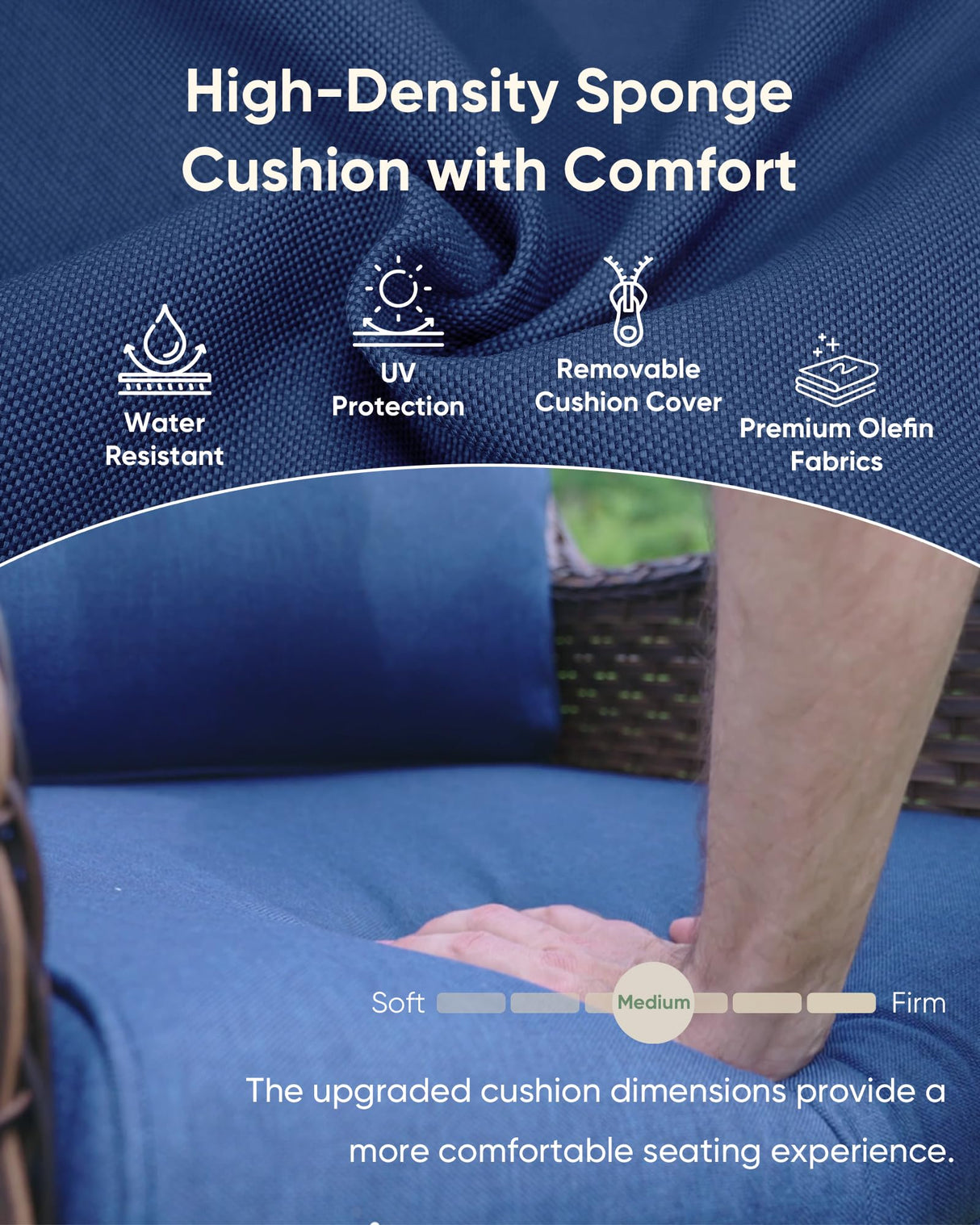 HUMMUH 8 Pieces Outdoor Patio Furniture Set with Fire Pit,L-Shaped Modular Sectional Couches with Swivel Patio Chairs,Wicker Conversation Set for Deck,Backyard,Porch,Garden HUMMUH