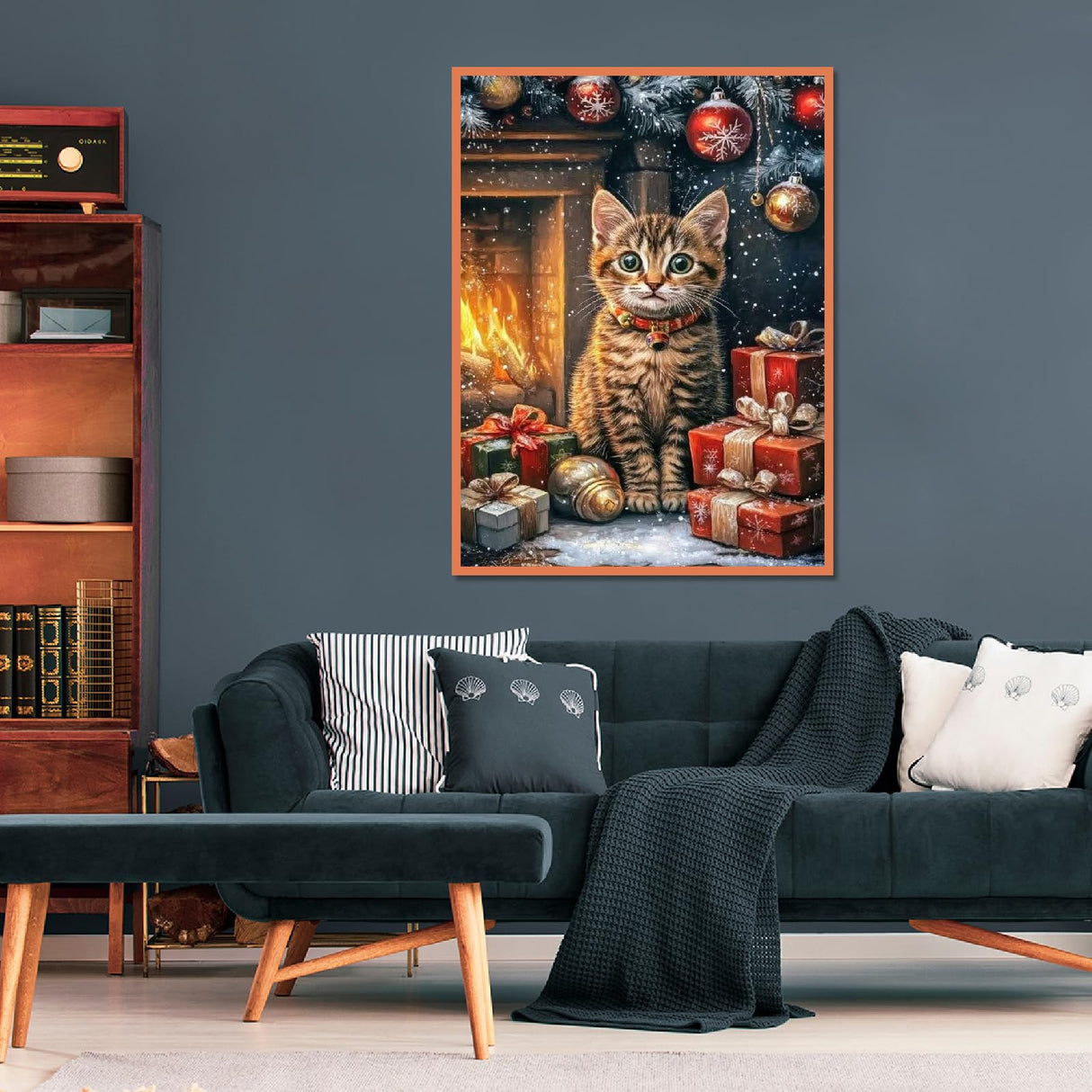 MRMIOOM 5D Christmas Diamond Art Kits for Adults, DIY Christmas Cat Diamond Painting Kits, Full Round Drill Painting Kit Art and Crafts for Adult Home Wall Decor 12 X 16inch MRMIOOM