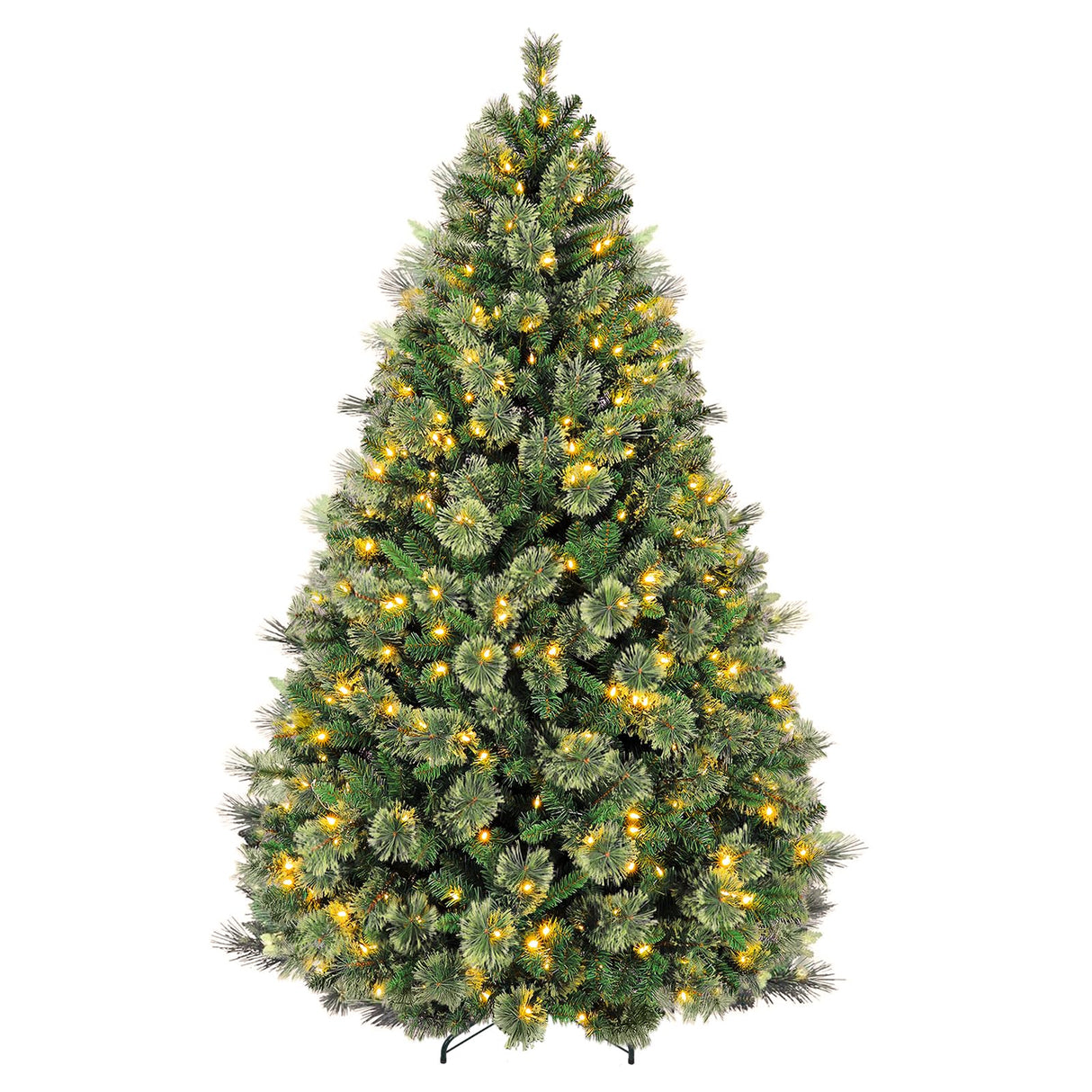 Hykolity 6 ft Prelit Christmas Tree, Artificial Christmas Pine Tree with 350 Warm White LED Lights, 1016 PVC Branch Tips & Needles, Metal Stand and Hinged Branches hykolity