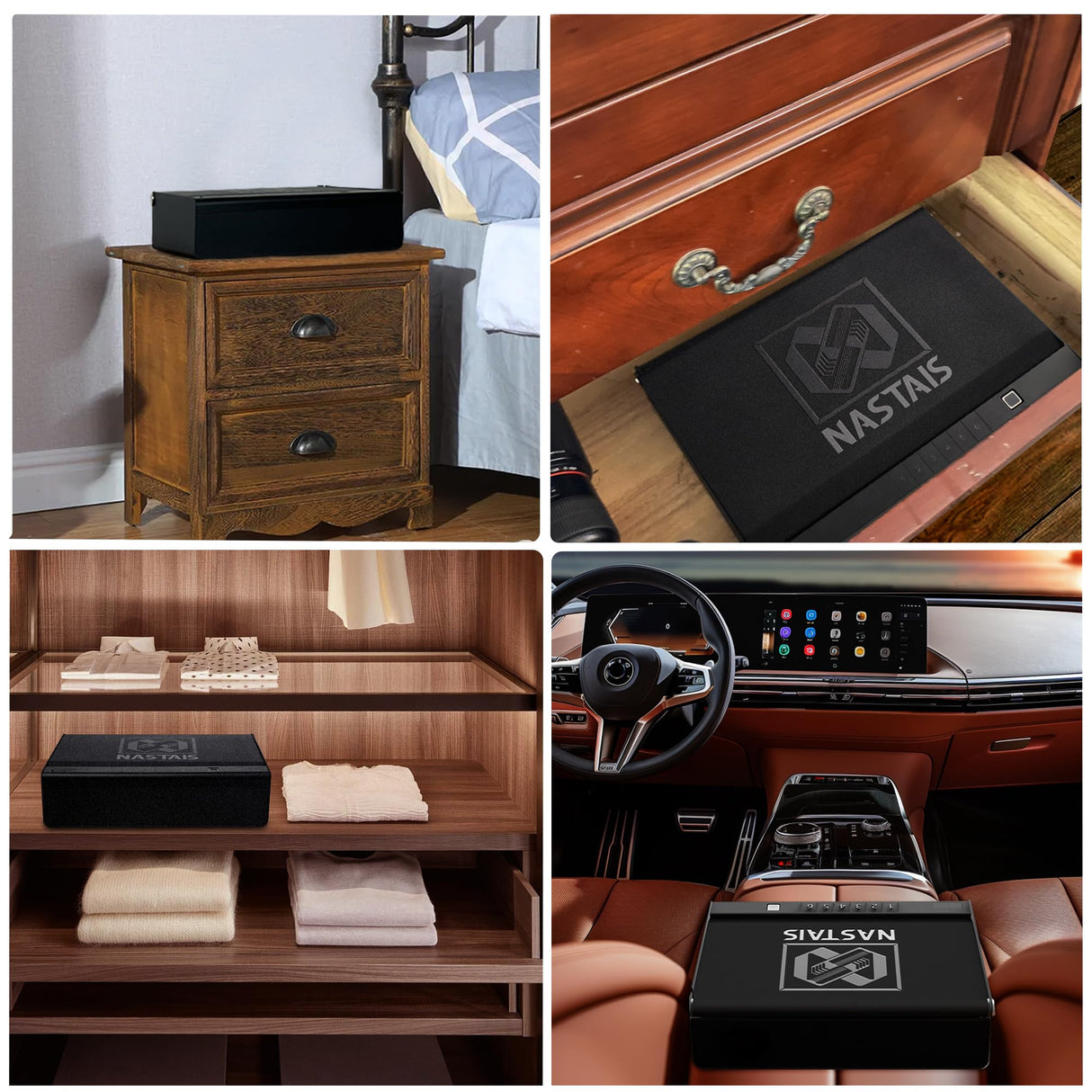 NASTAIS Biometric Gun Safe for 2 Pistols, Handgun safe, 4 Ways 0.1s Quick Access with APP/Fingerprint/Passcode/Key Unlock, Gun Lock Box for Home Bedside Nightstand Cloakroom Car NASTAIS