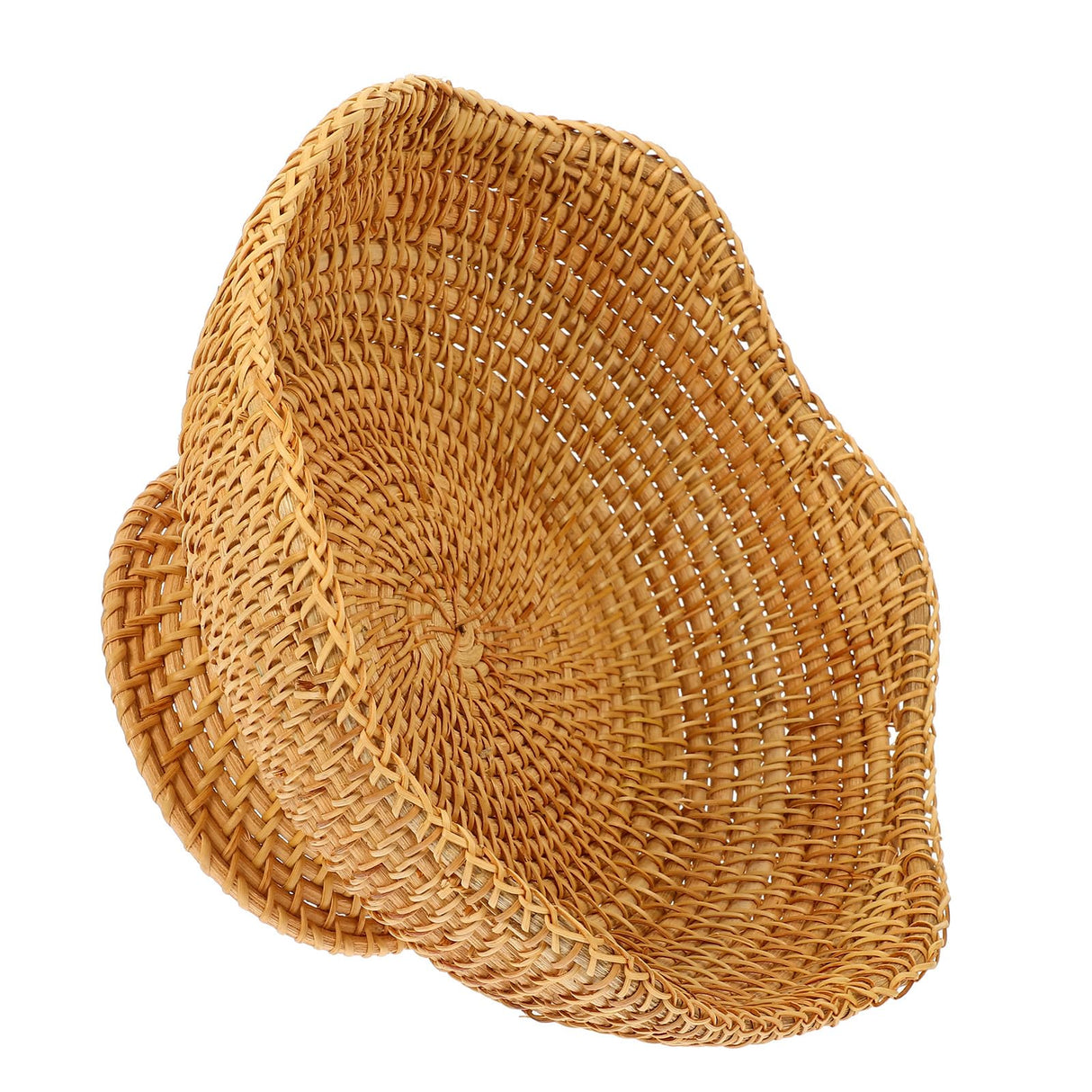 Zerodeko Rattan Fruit Bowl Bread Basket Woven Footed Bowl Round Pedestal Plate Dessert Display Platter Snack Serving Dish Tabletop Organizing Basket for Kitchen Counter Zerodeko