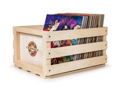 Crosley AC1004A-NA Record Storage Crate Holds up to 75 Albums, Natural