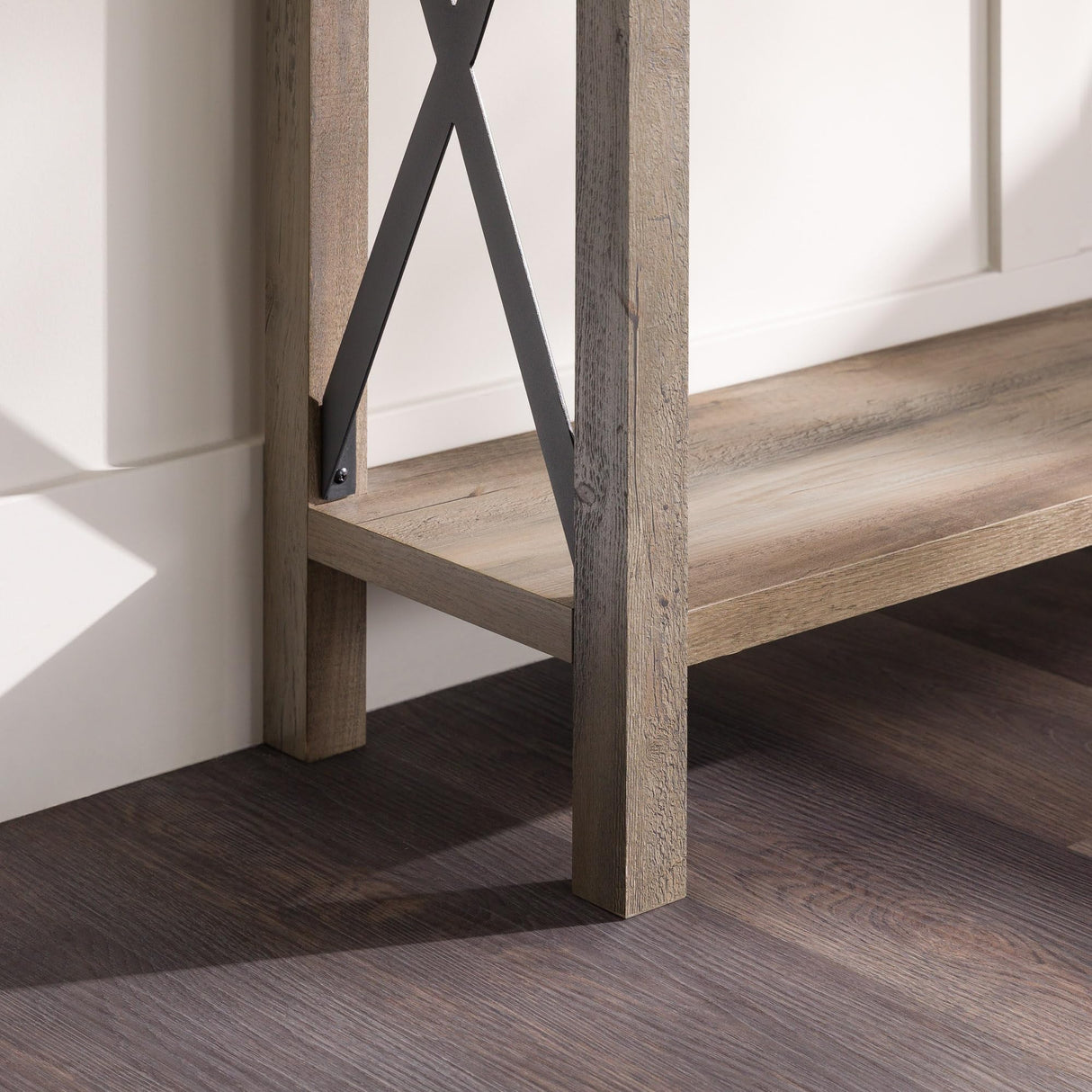 Walker Edison Sedalia Modern Farmhouse Metal X Entry Table, 46 Inch, Grey Walker Edison