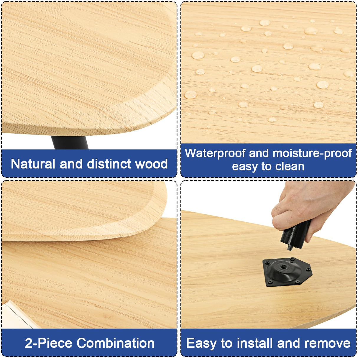 WDSHIYI Wood Nesting CoffeeTable Set of 2 Irregular Accent Table for Living Room Bedroom Industrial Small Stacking Side Tables for Couch,Natural WDSHIYI