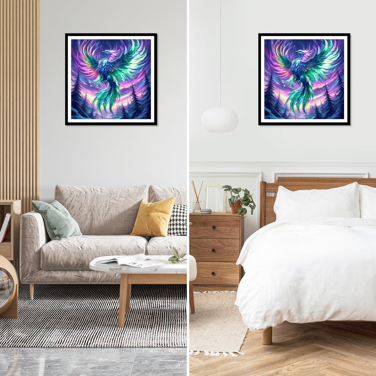 NEWENMO Phoenix Diamonds Painting Kits for Adults Beginner, DIY 5D Aurora Diamond Art Paint with Round Diamonds, Full Drill Gem Art Diamonds Art Painting for Home Wall Decor 12x12 Inch NEWENMO