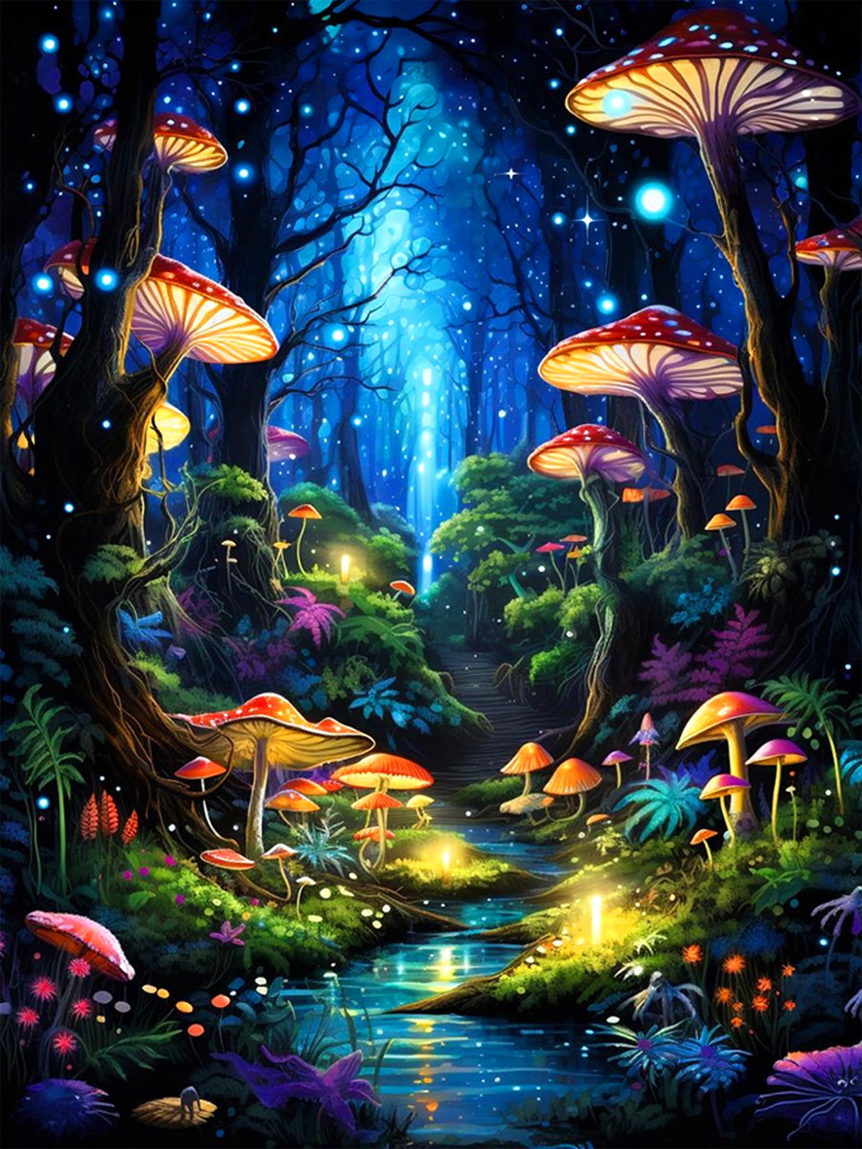 Enchanted Glow Forest Diamond Painting for Adults DIY Mushroom Diamond Art for Adult Beginners Mushroom Gem Painting Crafts for Adults Home Wall Decor 5D Gem Art Perfectly for Relaxation 12x16inch Meothan