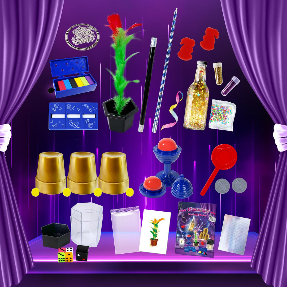 PATIFEED Kids Magic Kit, Magic Set with Instructions for Each Trick to Perform, Magic Toys for Kids Ages 6 7 8 9 10 11 12 Year Old PATIFEED