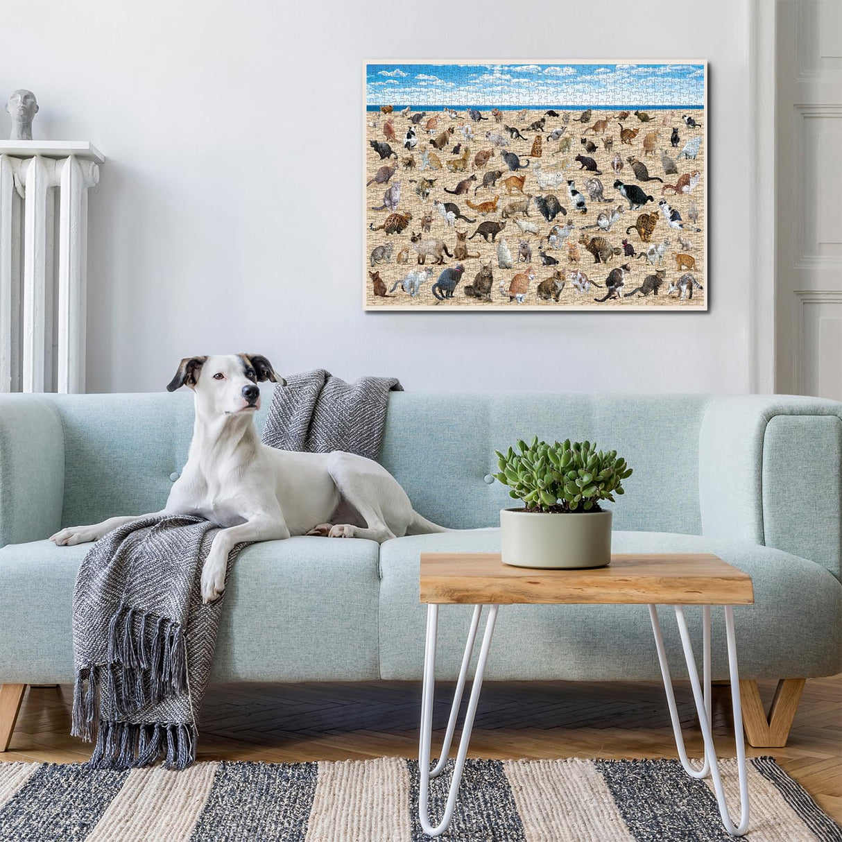 Beach Cat Puzzle 1000 Piece Puzzle for Adults, Cat Puzzles for Adults Animal Jigsaw Puzzle, Kitty Pooping Puzzle as Funny Gag Home Decor BBOLDIN