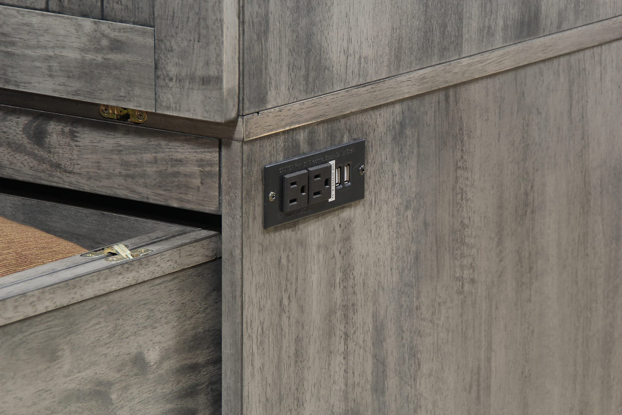 Mega Solutions Murphybedz Tuscany Murphy Cabinet Chest Bed with Charging Station 6 Inch, Queen (Galaxy Grey) Mega Solutions