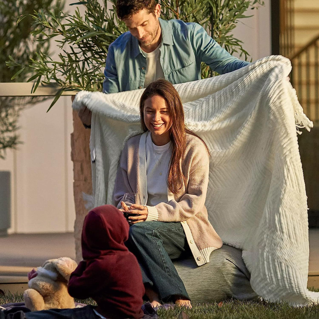 Bedsure Cream Throw Blankets for Couch - Textured Chunky Knit Woven Chenille Blanket - Super Soft, Warm Decorative Boho Throw with Tassels for Bed, Sofa and Living Room Decor, Ivory, 50x60 Inches Bedsure