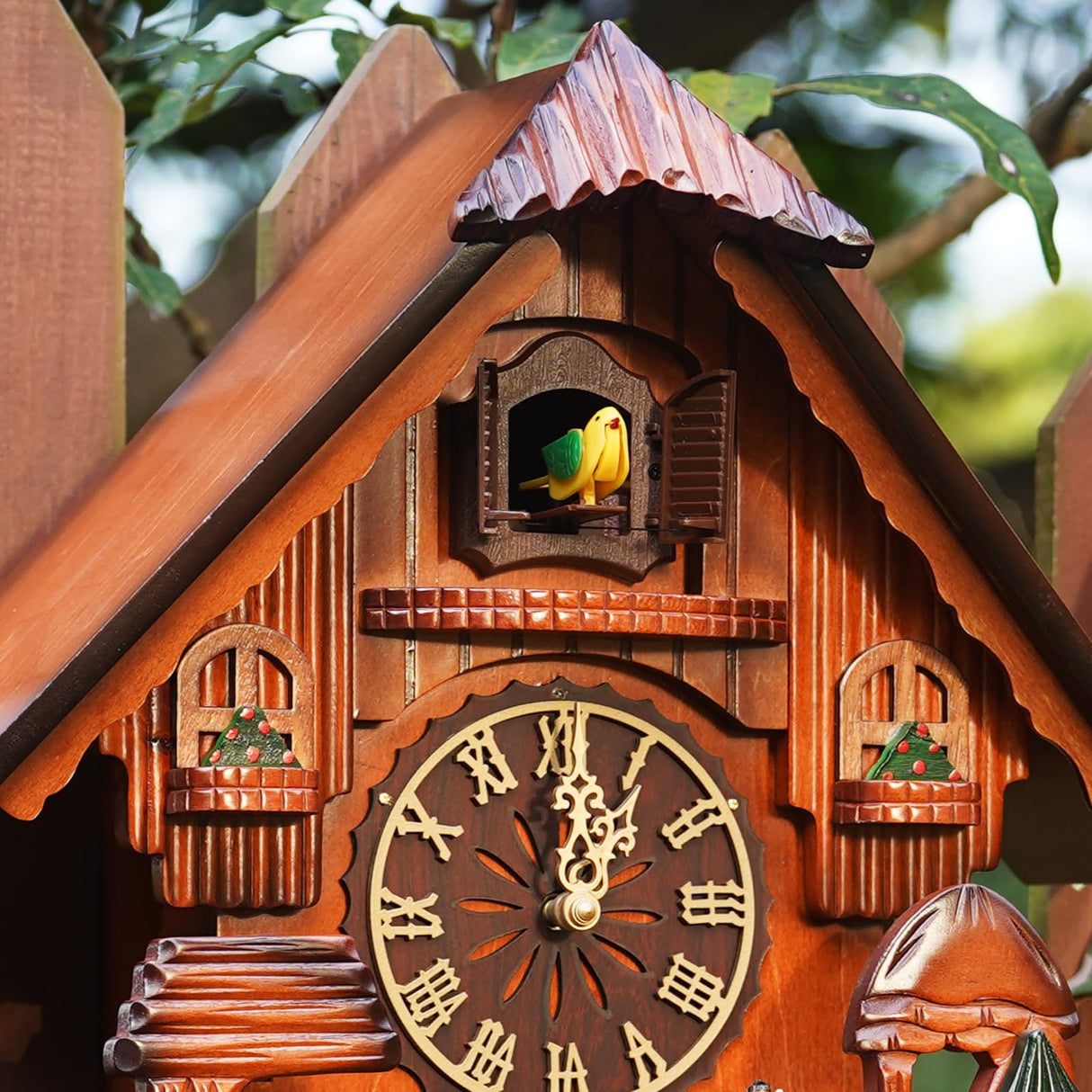 Ninefish Handcrafted Cuckoo Clock with Dancing Figures: A Wall-Mounted Cuckoo Clock for Your Home Decor to Add a Natural Countryside Touch and Perfectly Accent Your Living Space Ninefish