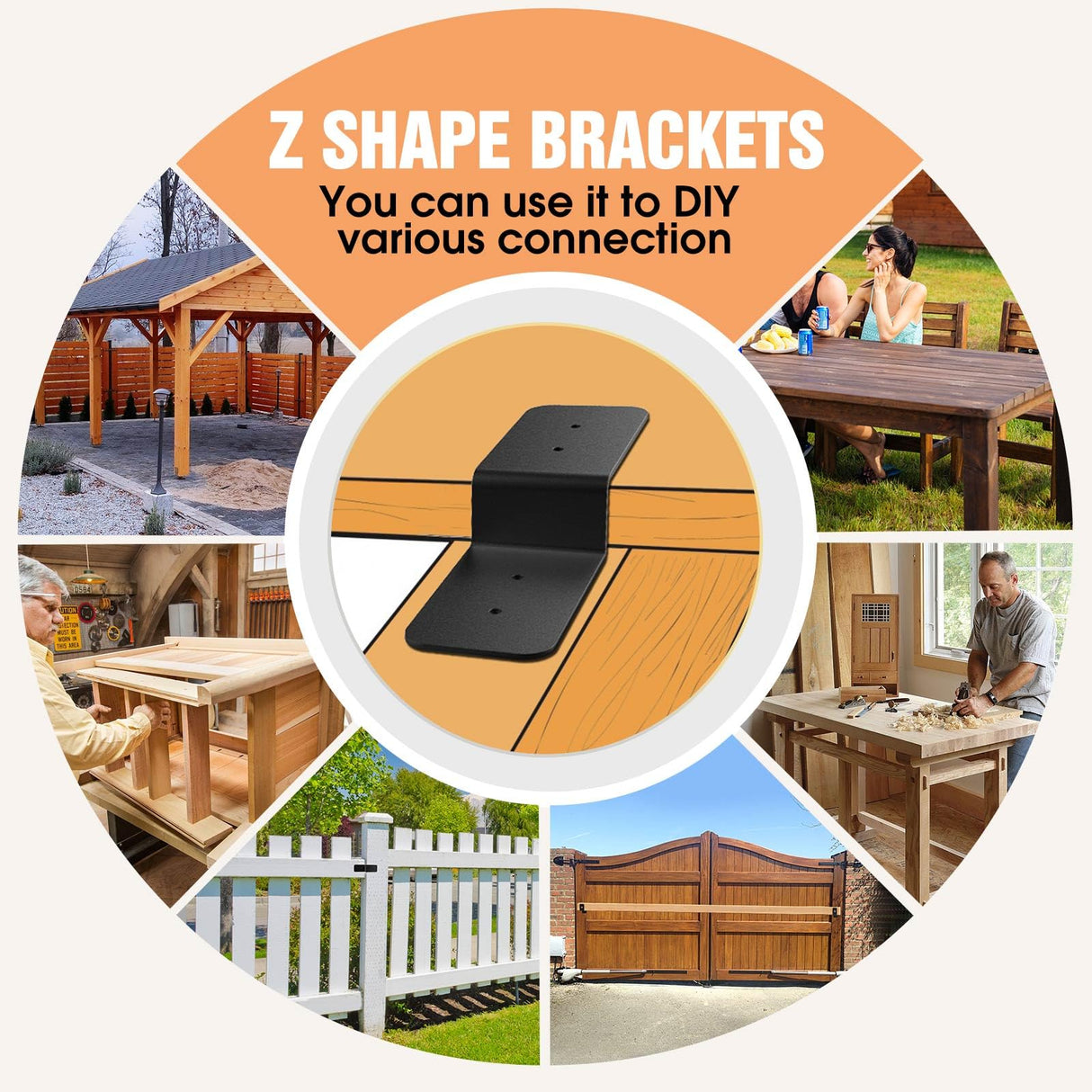 Eegoowa 4 Piece Heavy Duty Steel Z Bracket 6" Post and Beam Support, Double Angle Channel Angle Support for Wood Shelf Fixing Timber Connector Pergola Bracket, 3" Width, 1/8" Thickness (6 inches) Eegoowa