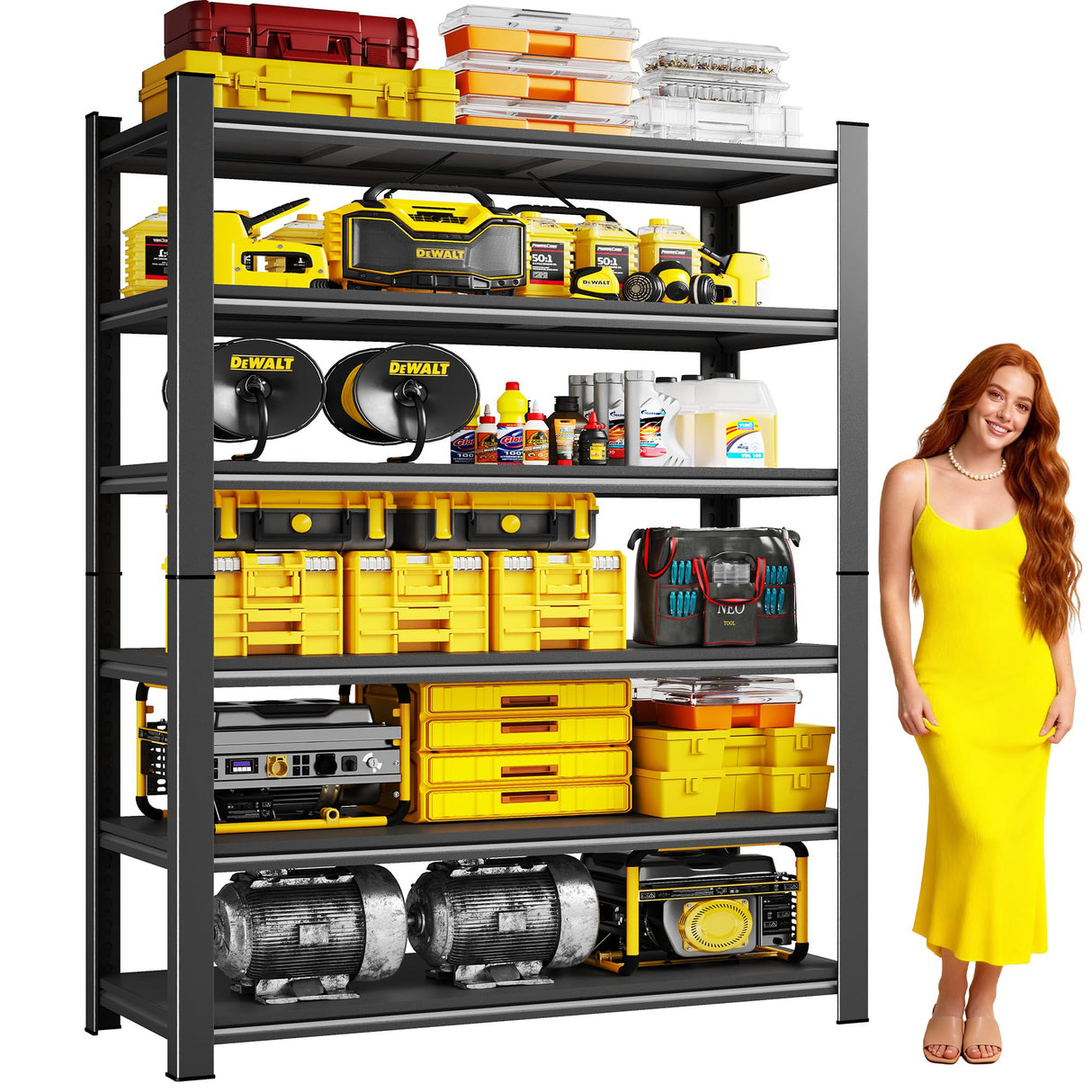 6-Tier Garage Shelving Heavy Duty, 3600LBS Metal Shelving Unit, Adjustable Garage Storage Shelves, Easy Assembly Steel Shelving, Utility Storage Rack Shelf for Warehouse, 82”H*35.4”W*15.7”D KILISTEELS