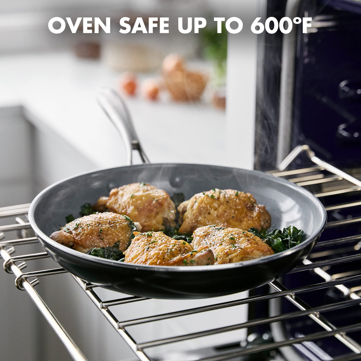 GreenPan Swift Healthy Ceramic Nonstick, 8" and 10" Frying Pan Skillet Set, Stainless Steel Handles, PFAS-Free, Dishwasher Safe, Oven Safe, Black GreenPan