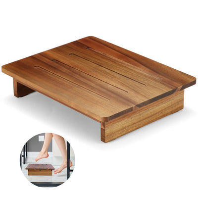 Perfnique Wooden Step Stool, 3.5" One Step Stool for Adults Kids, 200lb. Load Non-Slip Acacia Wood Step Stools for High Beds, One Step Ladder for Bedroom, Kitchen, Bathroom (Natural,3.5in)