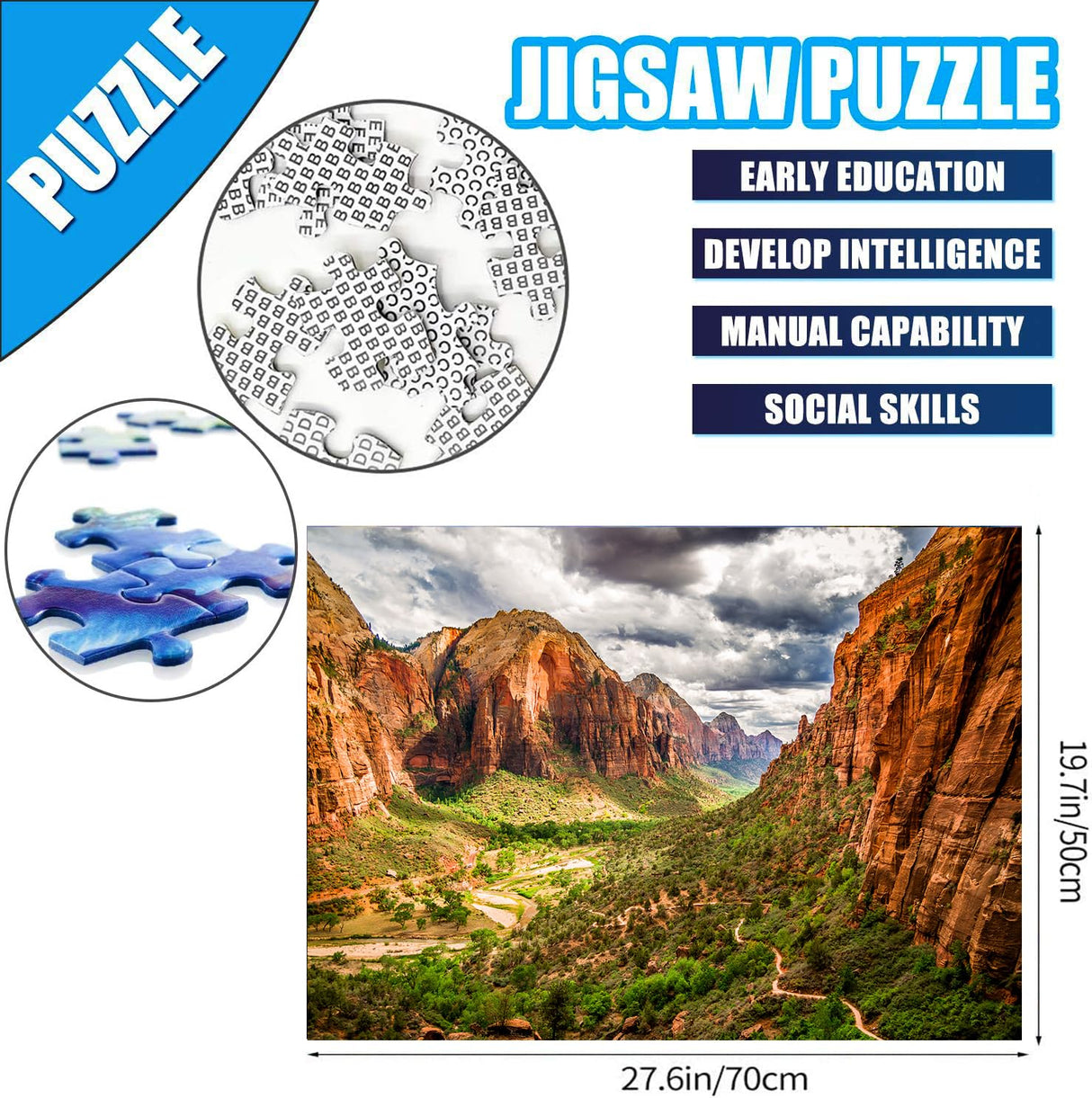 RECHIATO Jigsaw Puzzles for Adults,2 Pack Puzzles for Adults 1000 Pieces Zion National Park & Yellowstone National Park Puzzles, Landscape Yellowstone Puzzle RECHIATO