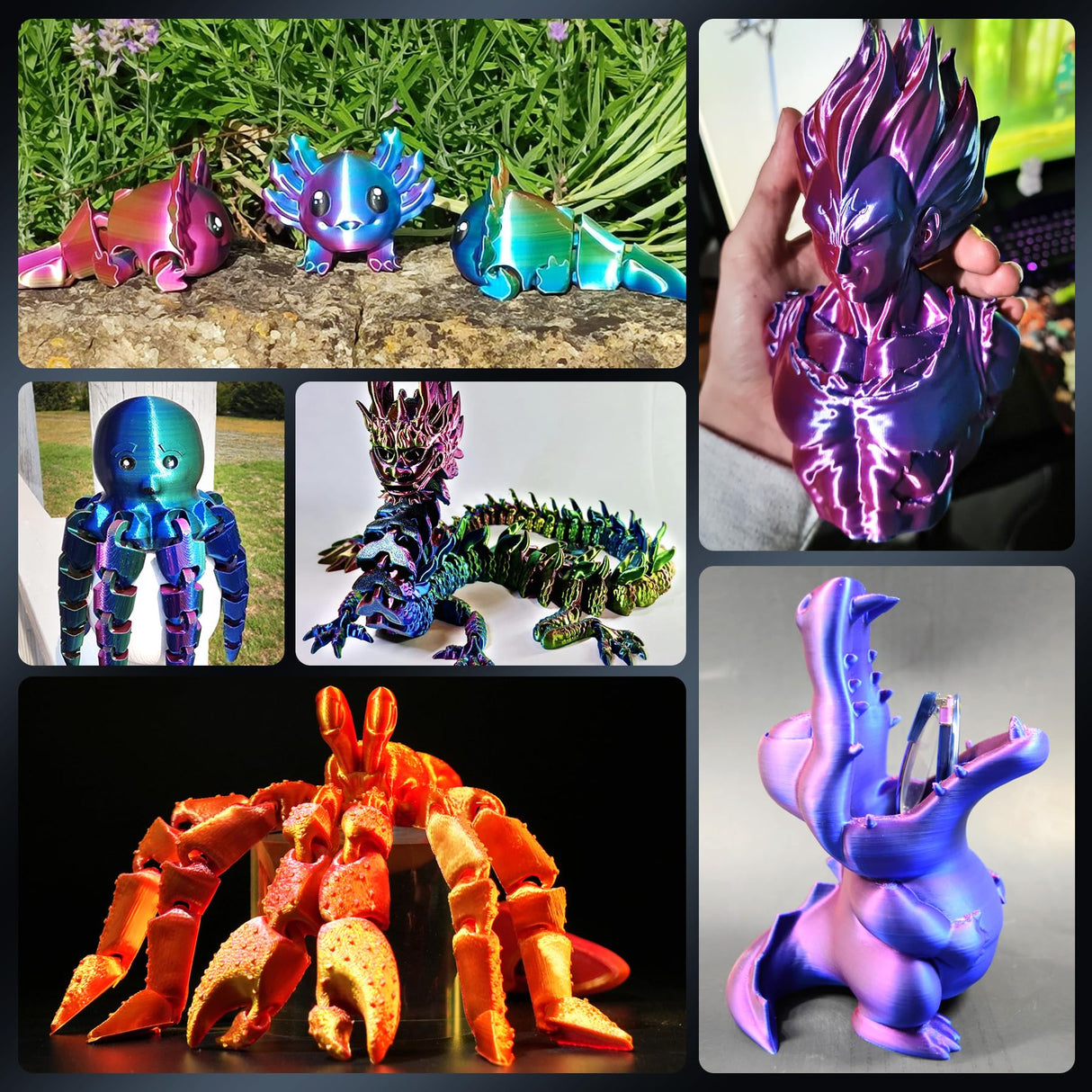 JAYO 3D Printer Filament Bundle, Dual Color Silk Filament Bundle Multicolor, Triple Color PLA Silk Filament, Individually Vacuum Packed, 250g Spool, 8 Rolls, 2kg in Total JAYO