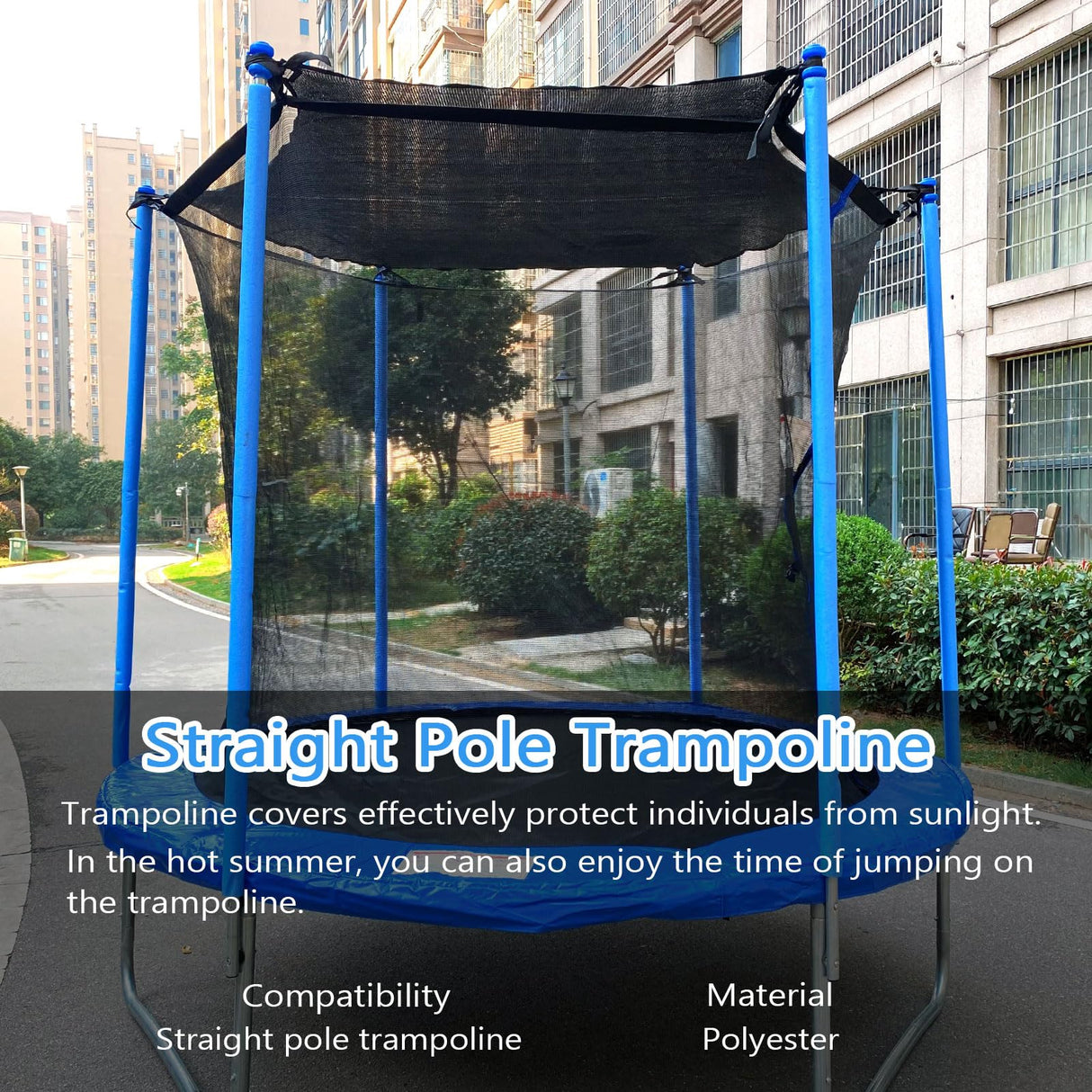 XATAMIO Trampoline Shade Cover,Outdoor Trampoline Cover 8ft 10ft 12ft 14ft 16ft Sun Protection Trampoline Sun Shade Cover,Easy to Install,for Backyard Playground (12FT 6 Poles) XATAMIO