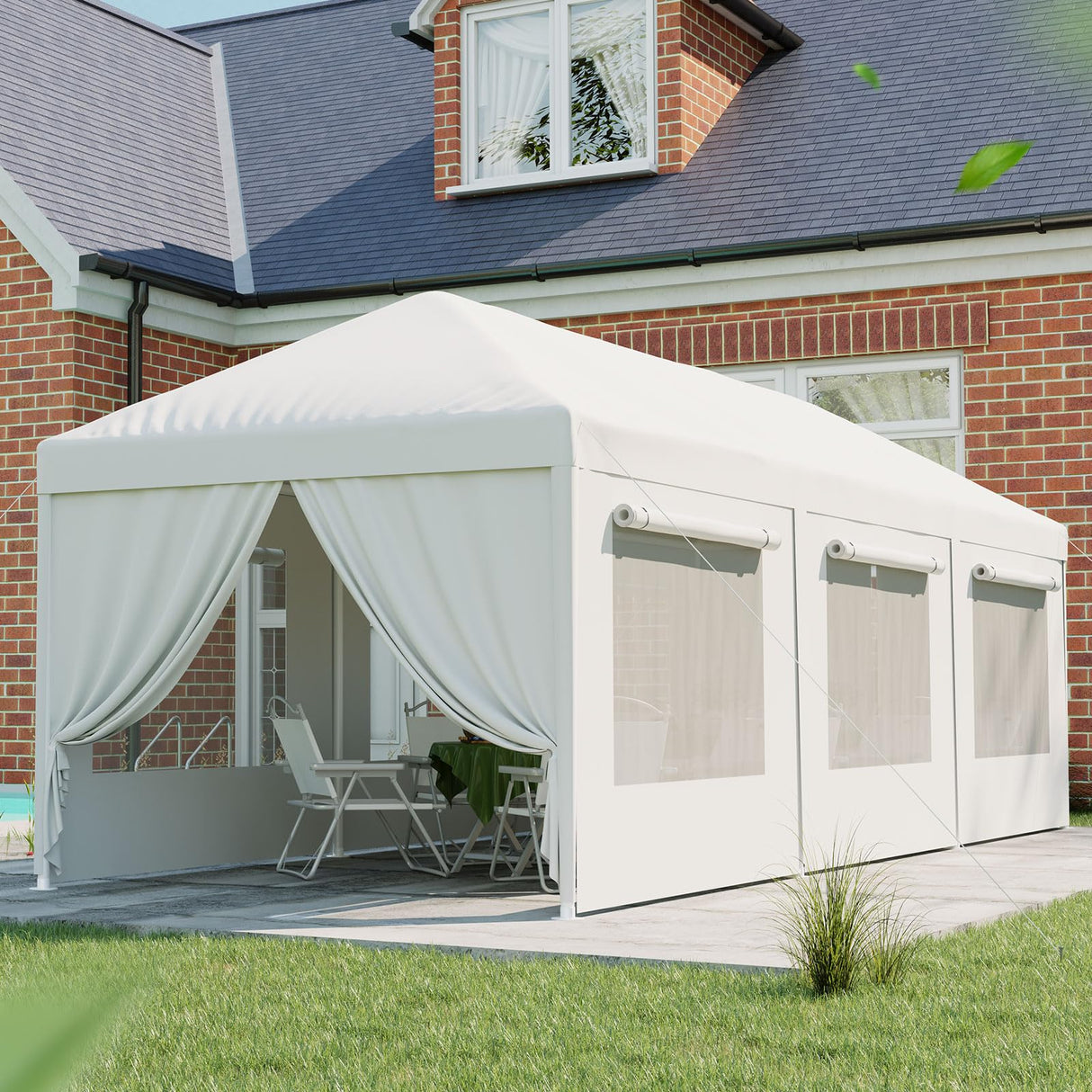 Peaktop Outdoor 10x30ft Party Tent Mesh Window Outdoor Gazebo Event Shelter Wedding Canopy Tent Mesh Side with Window Cover PEAKTOP OUTDOOR