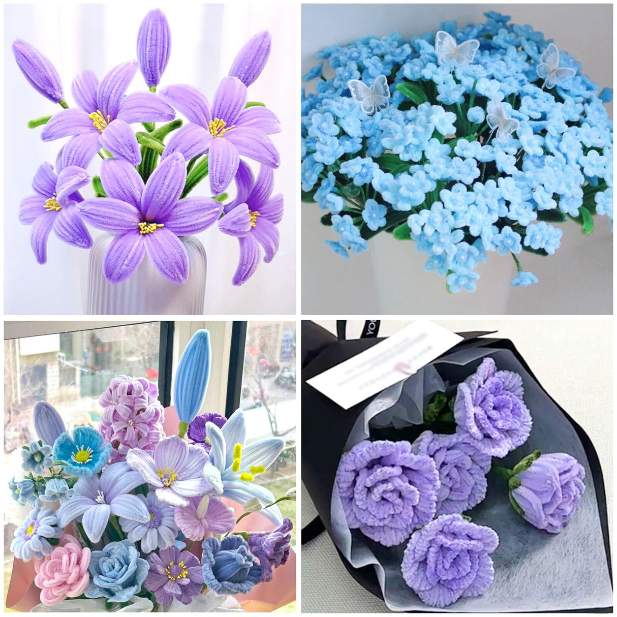 ZEIZHUBN 300 Pieces Pipe Cleaners, Pipe Cleaners Flower Bouquet Kit, Flower Making Kit with Floral Wires Tape, Art and Craft Supplies Projects DIY Decoration Holiday Party Birthday Gifts ZEIZHUBN