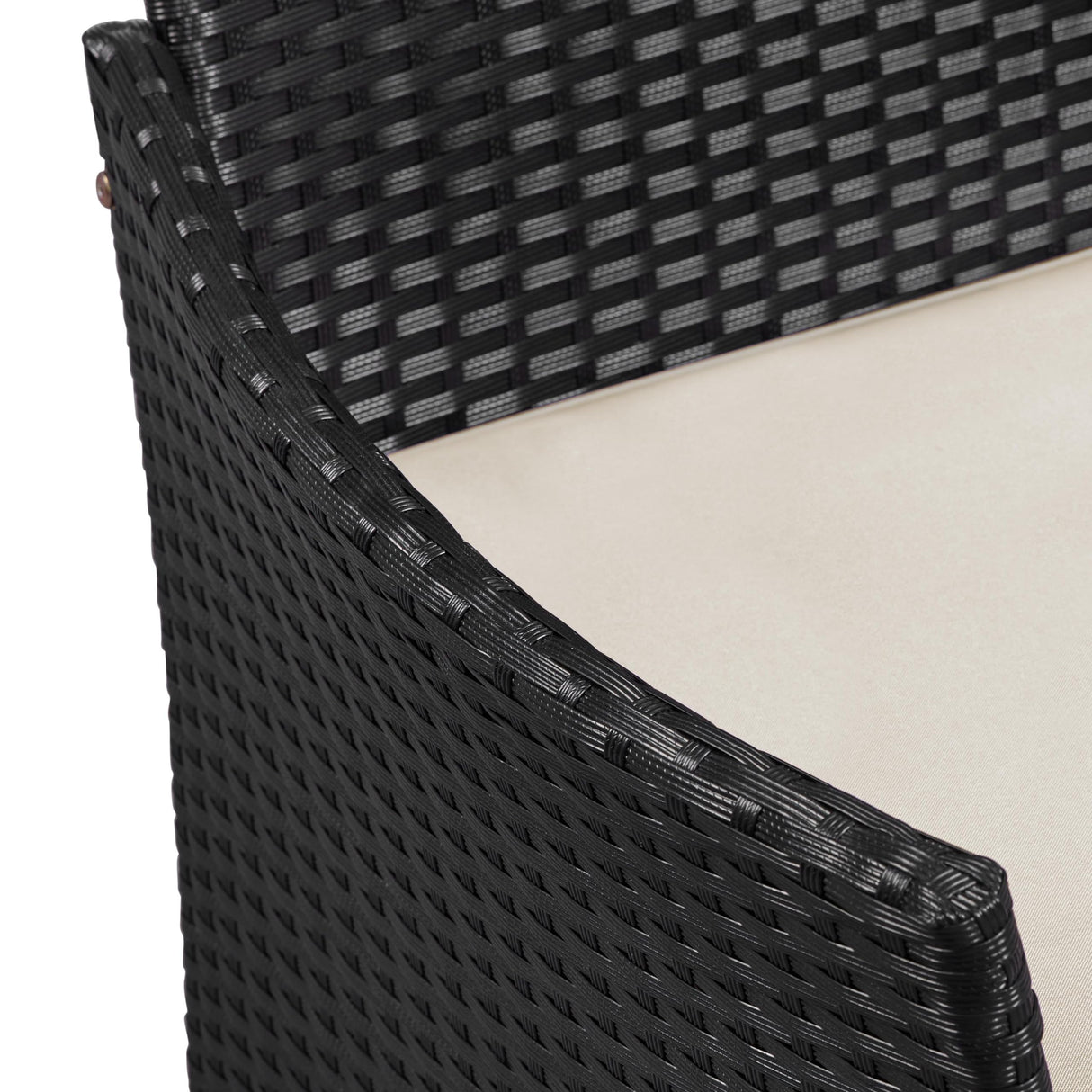 Yaheetech Patio Loveseat, Outdoor Wicker Double Chair w/Side Table, PE Rattan Furniture Set for Two People, Love Seat w/2 Removable Cushions & 1 Tempered Glass Side Table, Black/Beige Yaheetech