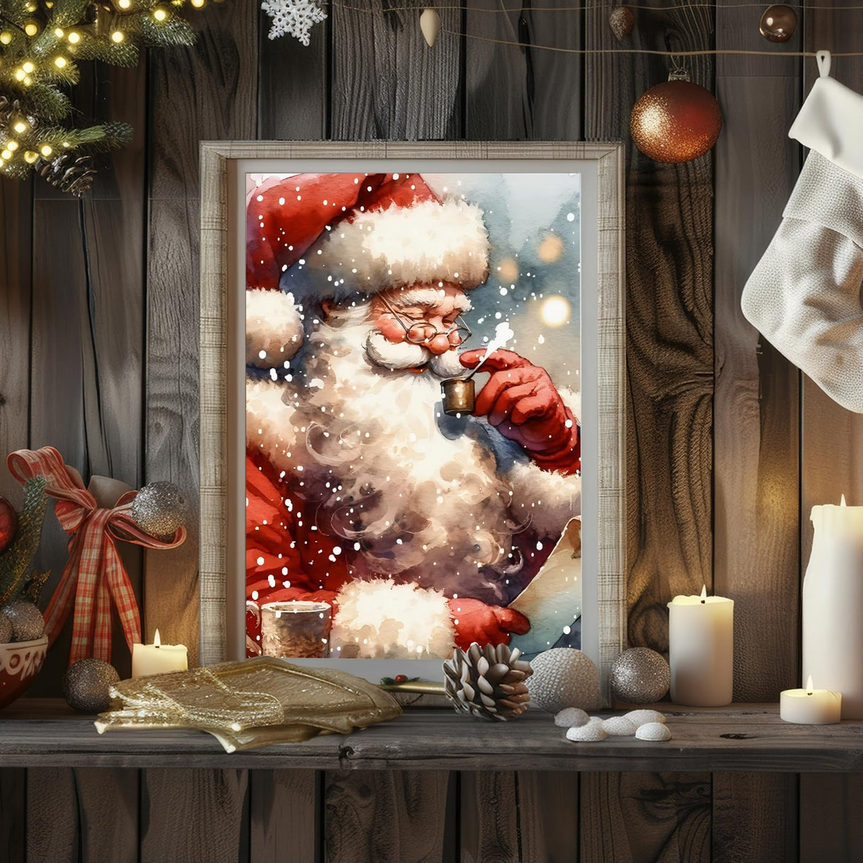 Christmas Paint by Numbers Kit for Adults, Christmas Adult Paint by Number Kits on Canvas Santa, Paint by Number for Adults Beginners for Home Decor 16x20 Inch hkejoi