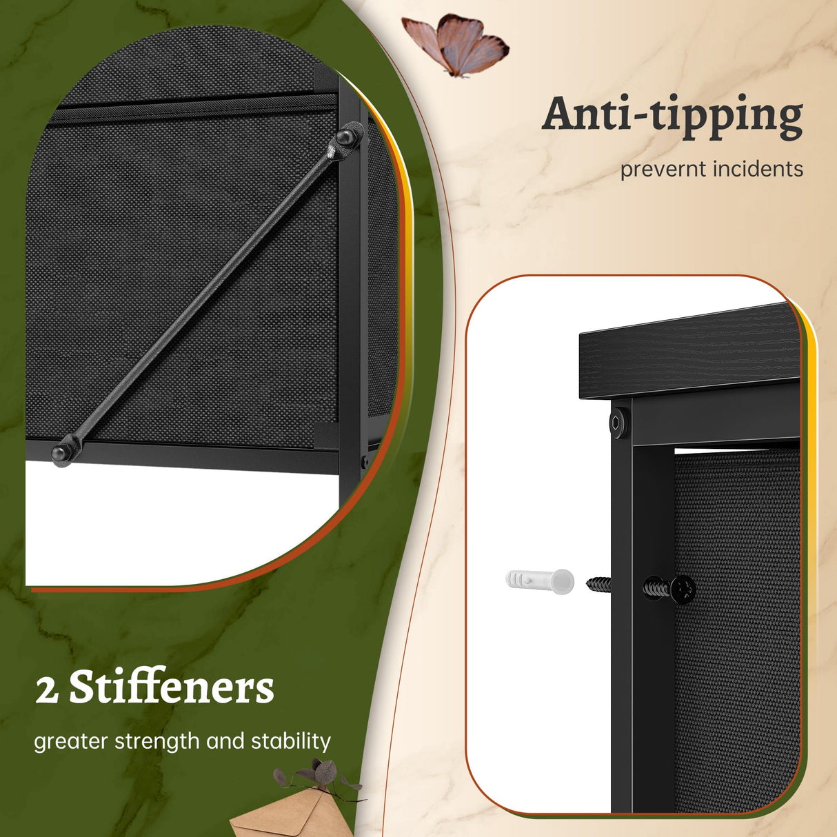 EnHomee 51" H Tall Dresser with 15 Drawers Dresser for Bedroom with Charging Station & LED Lights & Hutch Sturdy Black Bedroom Dressers, Steel Frame, Wood Top, 51.2" H x 39.3" W x 11.8" D EnHomee