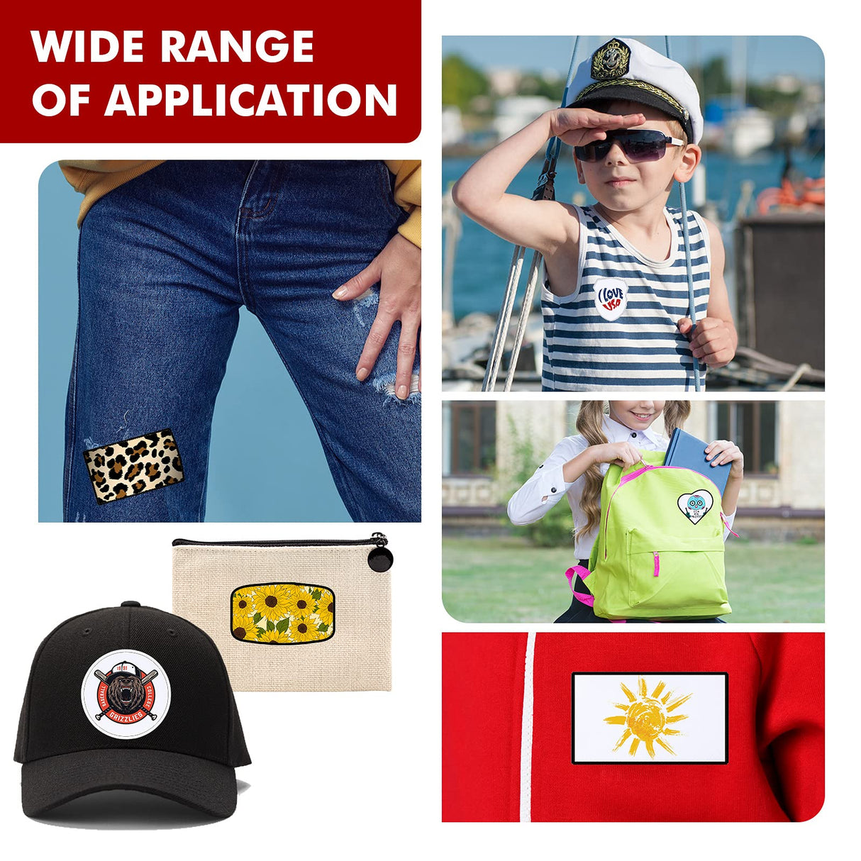 Waydress 60 Pcs Sublimation Patches Blank Fabric Iron on Hat Patches Blank Repair Blank Patches for DIY Crafts Hats Shirts Shoes Jeans Bags Uniforms, 6 Styles(Black and White) Waydress