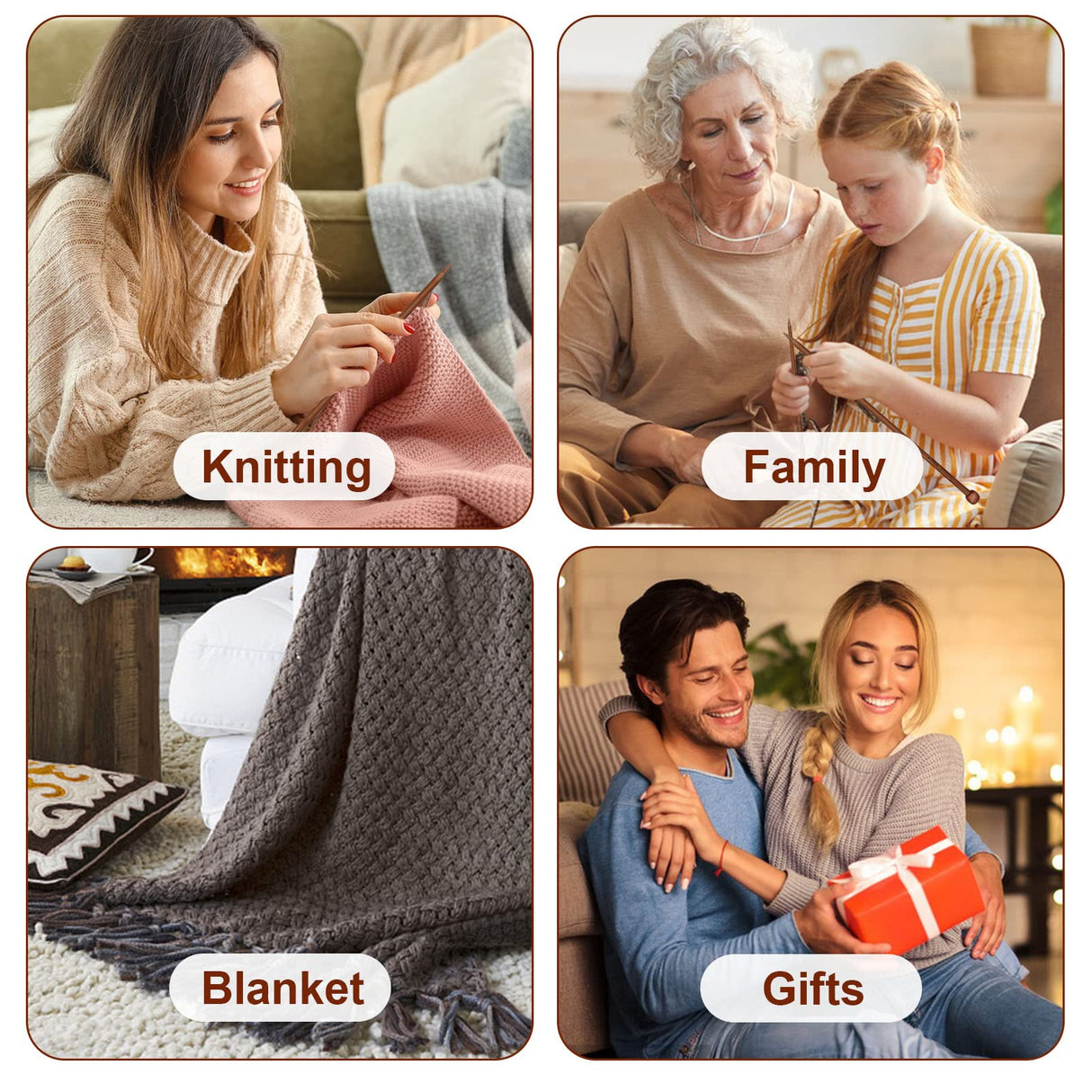 Aeelike Bamboo Knitting Needles 18 Pairs Knitting Needles Set - 10 Inches Wooden Knitting Needle Single Point Knitting Needles with Roll Bag - Portable Knitting Needle Set for Beginners (2mm - 10mm) Aeelike