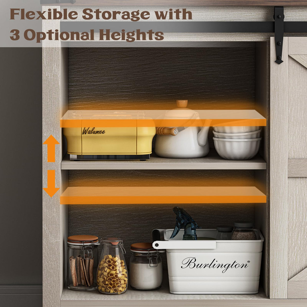 Farmhouse Dresser for Bedroom, Chests of Drawers for Clothes, 4 Drawers Dresser with Sliding Barn Door, White Dresser Wood, 60” Wide Dresser with Storage Organizer for Kids, Tall TV Stand GlouMod