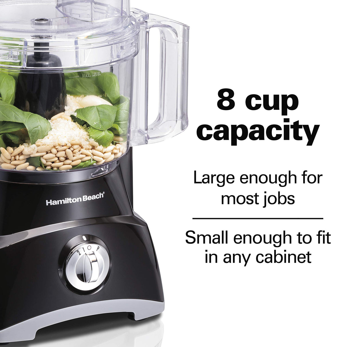 Hamilton Beach Food Processor & Vegetable Chopper for Slicing, Shredding, Mincing, and Puree, 8 Cup, Black Hamilton Beach