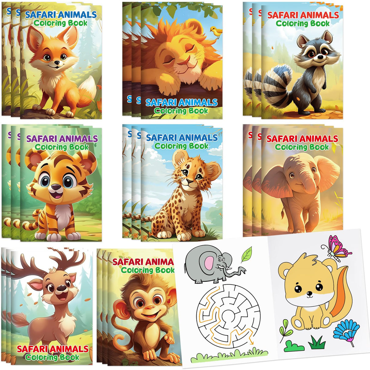 Treasure Cove Zoo Animals Mini Coloring Books for Kids Jungle Safari Party Favors Small Activity Books Bulk DIY Wild Drawing Pages for Classroom Reward Birthday Jungle Party Supplies 24Pcs Treasure Cove