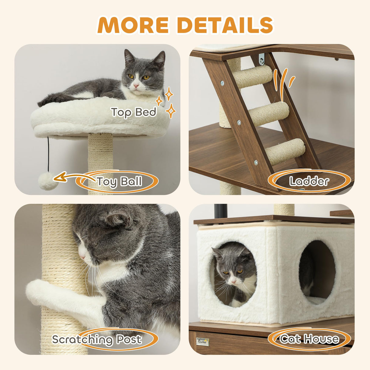 PawHut 68.5" Cat Tree with Litter Box Enclosure, 2 in 1 Cat Tower for Indoor Cats, Hidden Litter Box Furniture with Scratching Posts, Washable Cushions, Condo, Bed, Ladder, Dangling Ball Toy, Brown PawHut