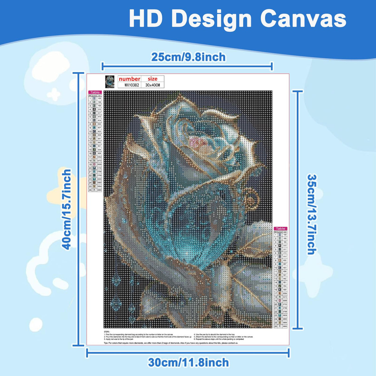 DOMROM Crystal Rose Diamond Painting Kits for Adults, Rose Diamond Art Kits for Adults Beginner, DIY Rose Diamond Dots Paint by Diamonds Art and Crafts for Hobbies, Gifts, Home Art Decor 12x16 inch DOMROM