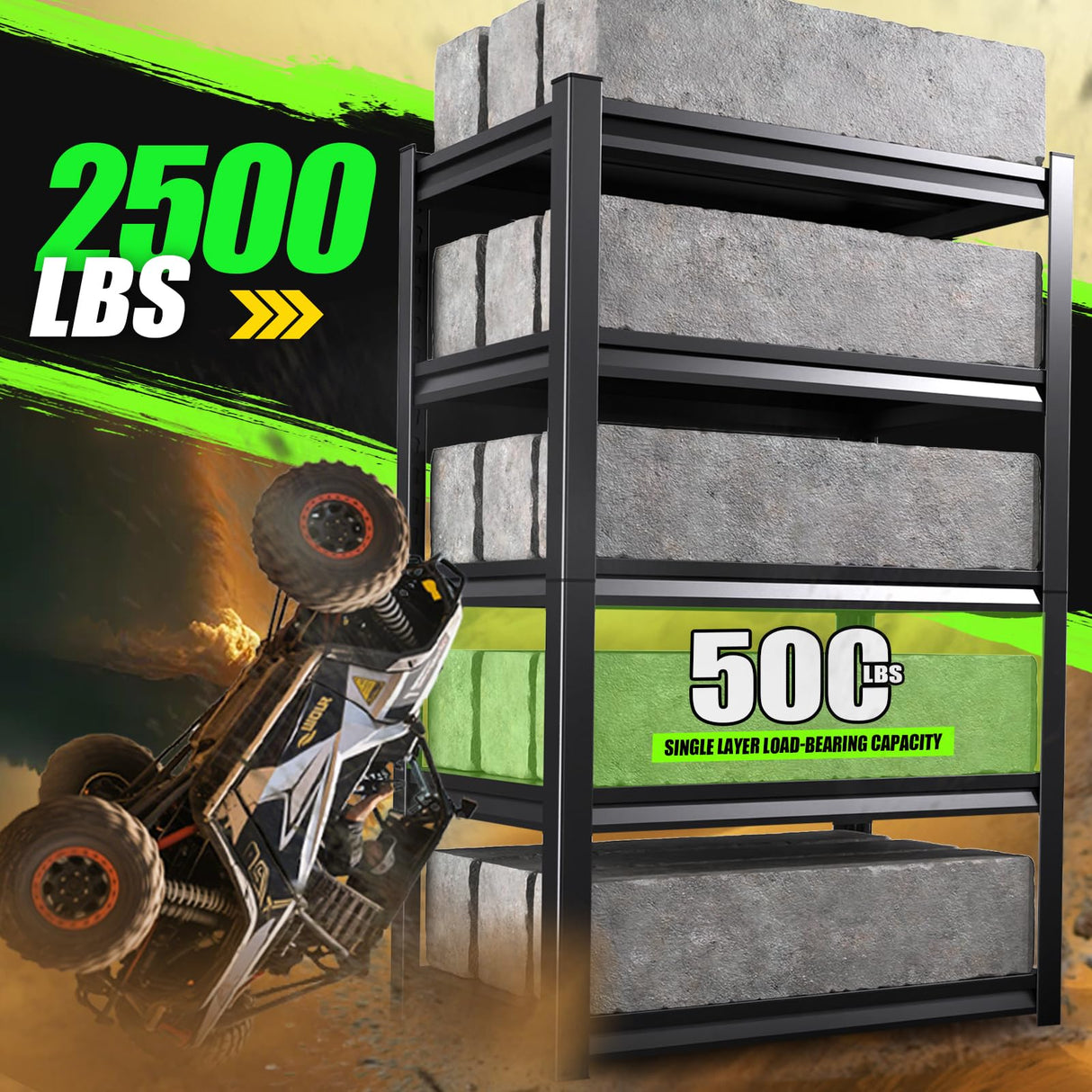 Garage Shelving 2500lb Heavy Duty Shelving Adjustable Metal Shelvings Garage Storage Shelves 5 Tier Utility Shelvin Unit Metal Shelf Rack for Basement Industrial Black 72''H*35.4''W*15.7''D,2 Pack ZIWJHK