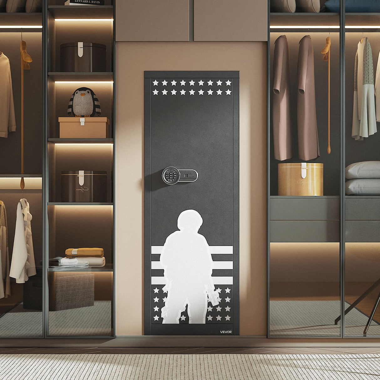 VEVOR 10-12 Gun Safe, Long Gun Cabinet for Rifles and Pistols, Quick Access Rifle Safe with 4 Pistol Pockets and 3 Adjustable Racks, Large Digital Cabinet with Key and Password Lock VEVOR