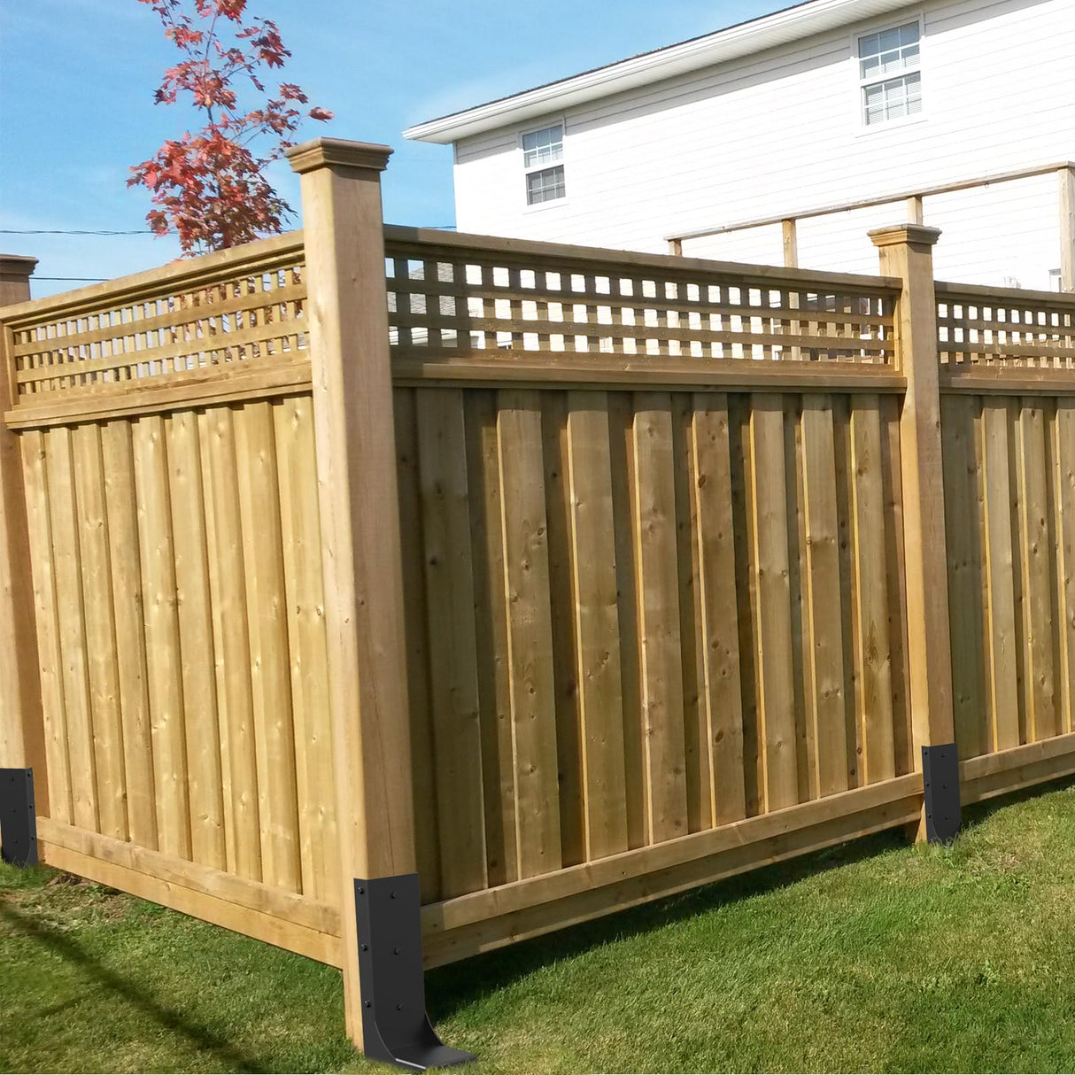 ZIIAMG Fence Post Anchor Ground Spike,Heavy Duty Steel 4"x4" (Inner Diameter 3.6"x3.6") Fence Post Repair Kit(2 Pack/Black) ZIIAMG