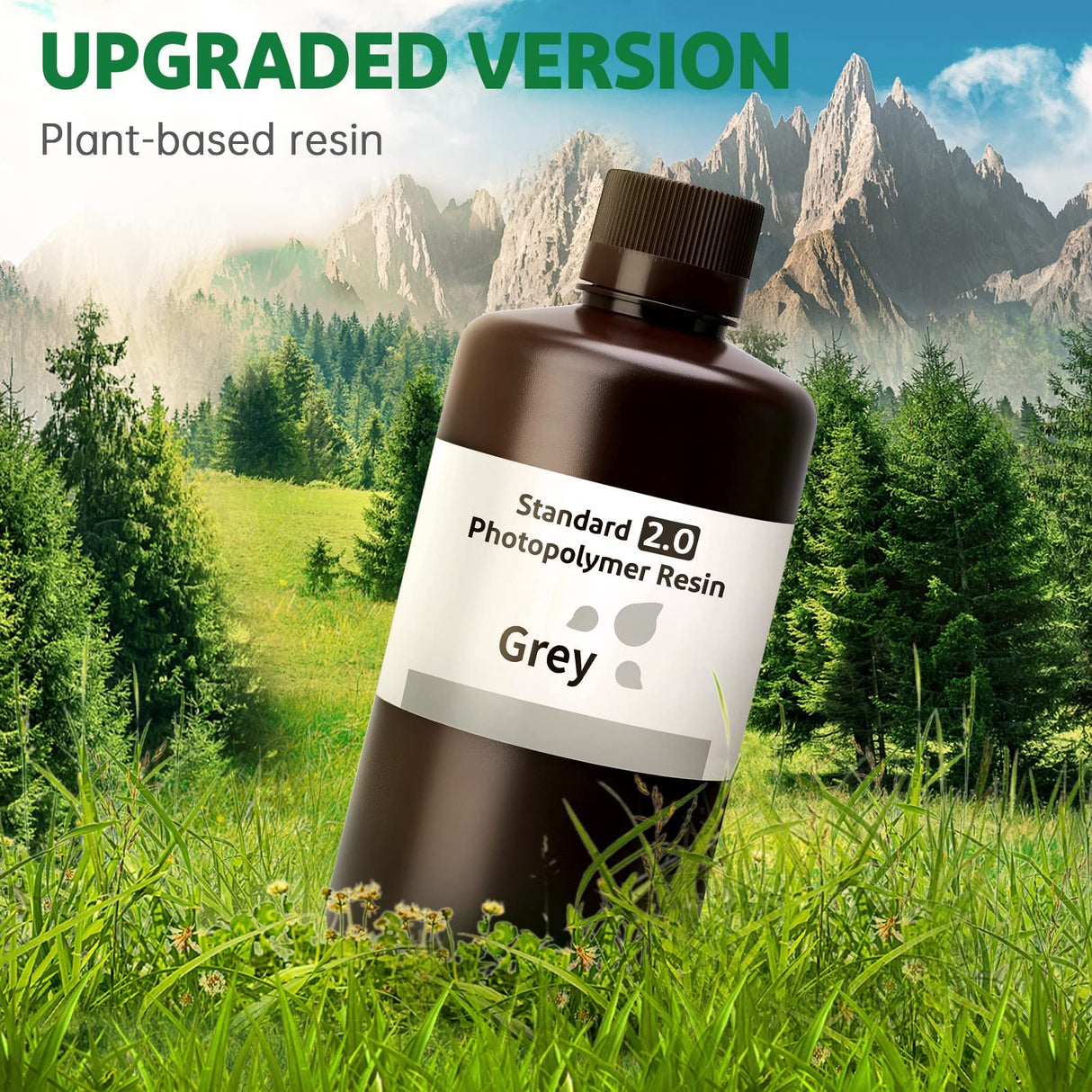 ELEGOO Standard 2.0 3D Printer Resin 1000g Grey, Rapid Precise Printing Low Odor 405nm LCD UV-Curing for LCD 3D Printer ELEGOO