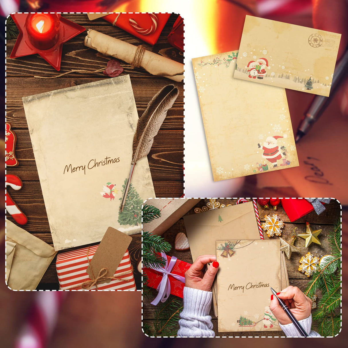 126 Pieces Christmas Stationery Paper and Envelopes Set Stationery Printer Paper with Envelopes Letter Set for Holiday Writing Zonon