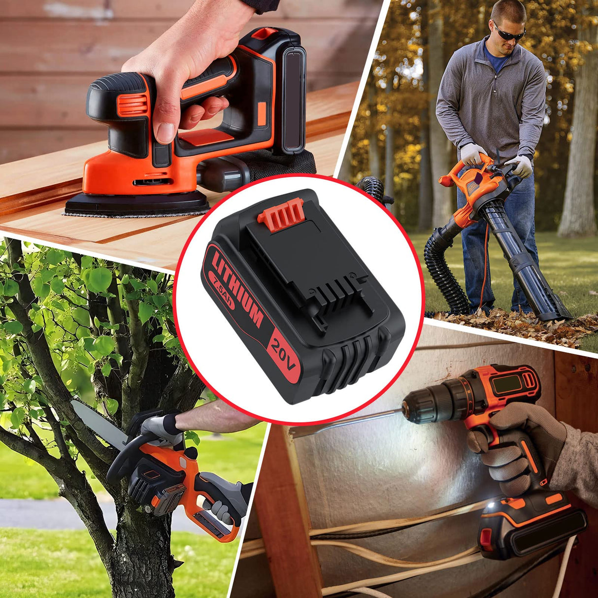 7.5Ah Replacement for Black and Decker 20V Lithium Battery Compatible for Black Decker 20V Battery LBXR20 LBX20 LB20 LB2X4020-OPE LBXR20B-2 LST300 LST220 2Packs Bonacell