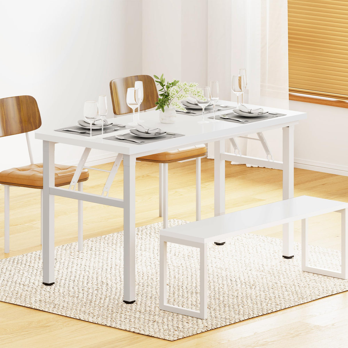 DlandHome 47 inches Folding Table Computer Desk Portable Table Activity Table Conference Table Home Office Desk, Fully Assembled White DND-ND5-120WW DlandHome