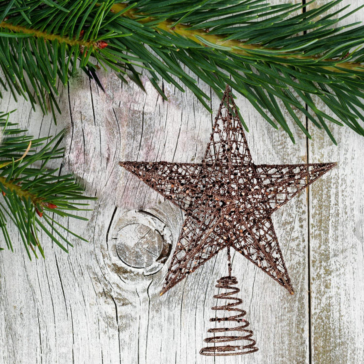 BinaryABC Christmas Tree Topper Star,Glittering Christmas Tree Decoration Ornaments,20cm (Coffee) BinaryABC