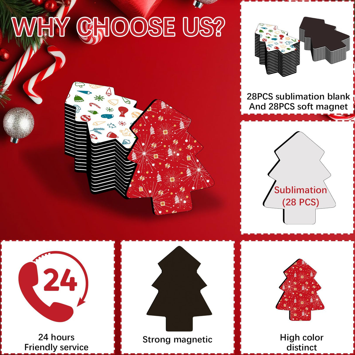 56Pcs Sublimation Magnets Blanks Bulk 28 pcs Sublimation Magnet Blanks Products 28 pcs Soft Magnetic for Kitchen Refrigerator Christmas Sublimation Onament Blanks DIY Craft AiDiYGECO