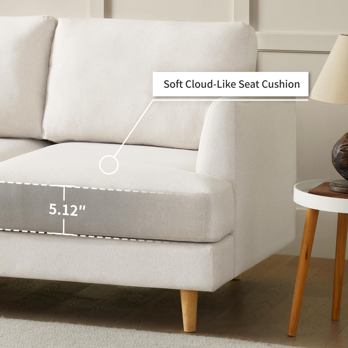 Busaurus Loveseat Sofa 56", Small Couches for Small Spaces, Mid Century Love Seat Couches for Living Room, Upholstered 2-Seater Small Couch for Bedroom, Apartment, Beige Busaurus